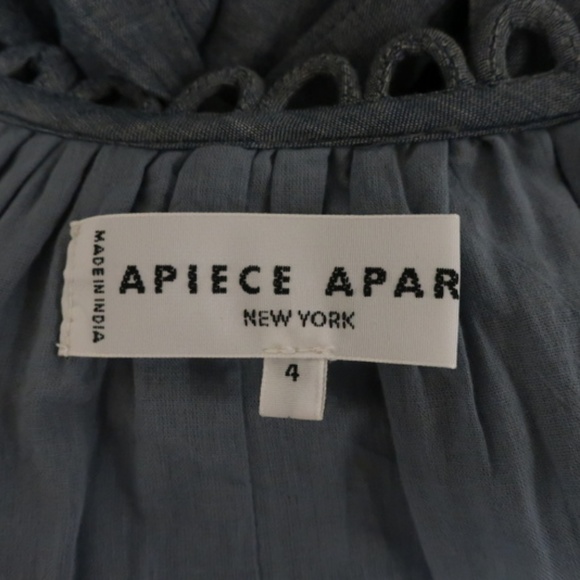 Apiece Apart Dress Stella Shirred Chambray Cotton - Picture 6 of 6